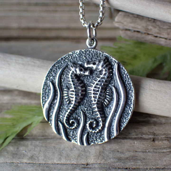 ♻️ Recycled Sterling Silver Seahorse Charm Necklace