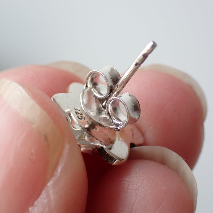 Amethyst Flower Sterling Silver Stud Earrings
