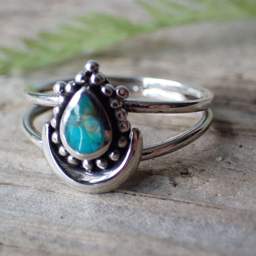 Bague Lune Turquoise Argent Sterling