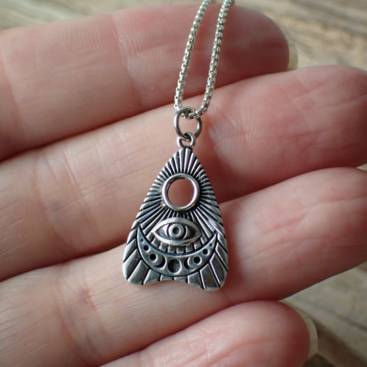 ♻️Recycled Sterling Silver Moon Phase Ouija Planchette Necklace