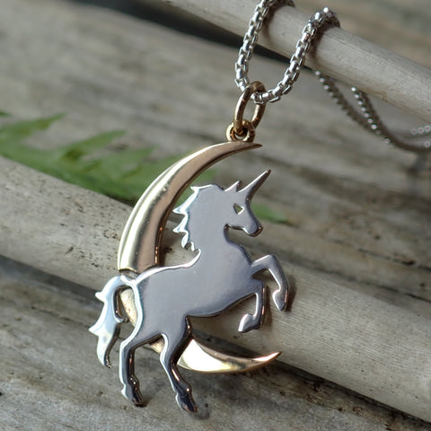 ♻️Recycled Sterling Silver Mixed Metal Unicorn Necklace