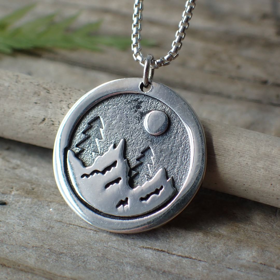 ♻️ Recycled Sterling Silver Mountain Landscape Necklace