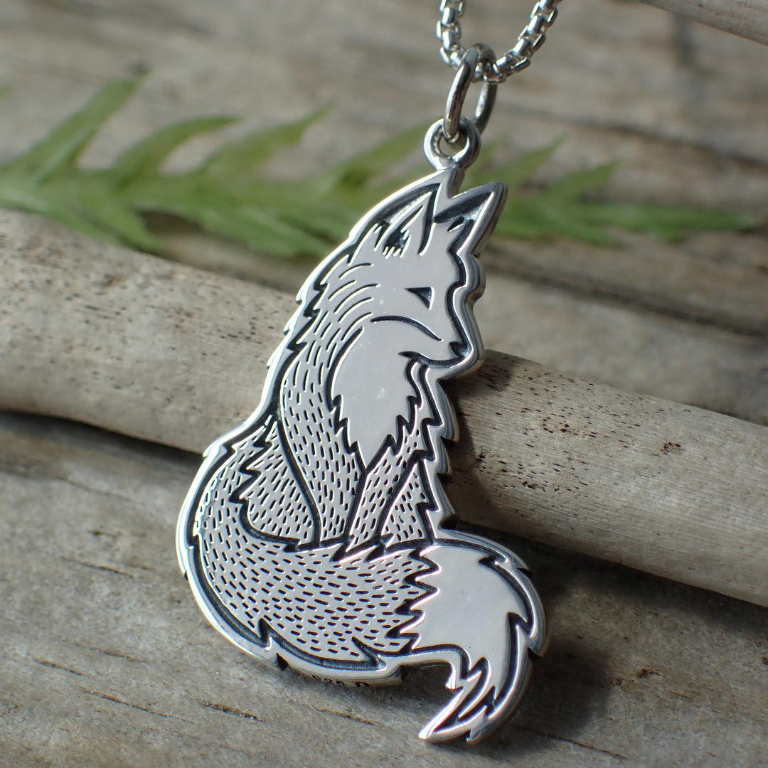 ♻️ Recycled Sterling Silver Fox Charm Necklace