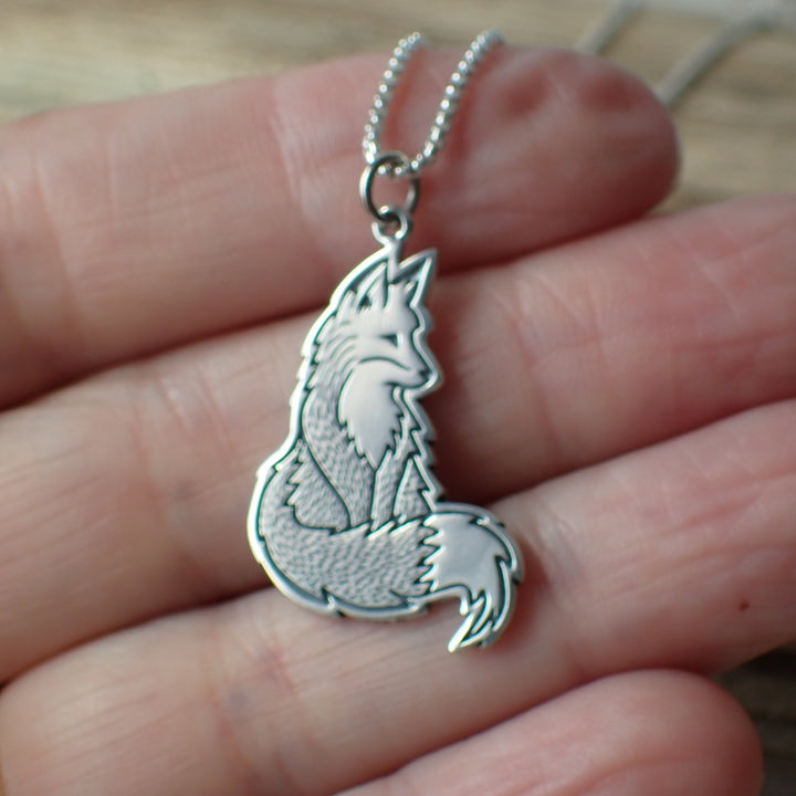 ♻️ Recycled Sterling Silver Fox Charm Necklace