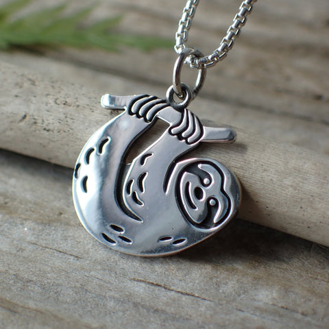 ♻️ Recycled Sterling Silver Sloth Charm Necklace