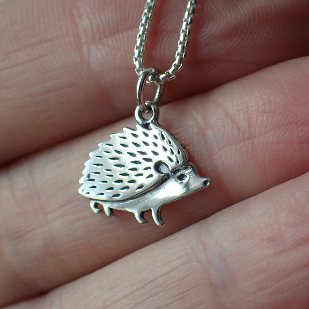 ♻️ Recycled Sterling Silver Hedgehog Charm Necklace