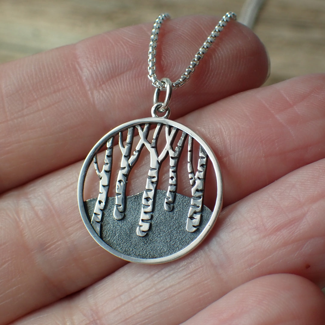 ♻️Recycled Sterling Silver Birch Trees Necklace