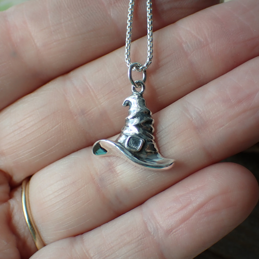 ♻️ Recycled Sterling Silver Witch Hat Necklace
