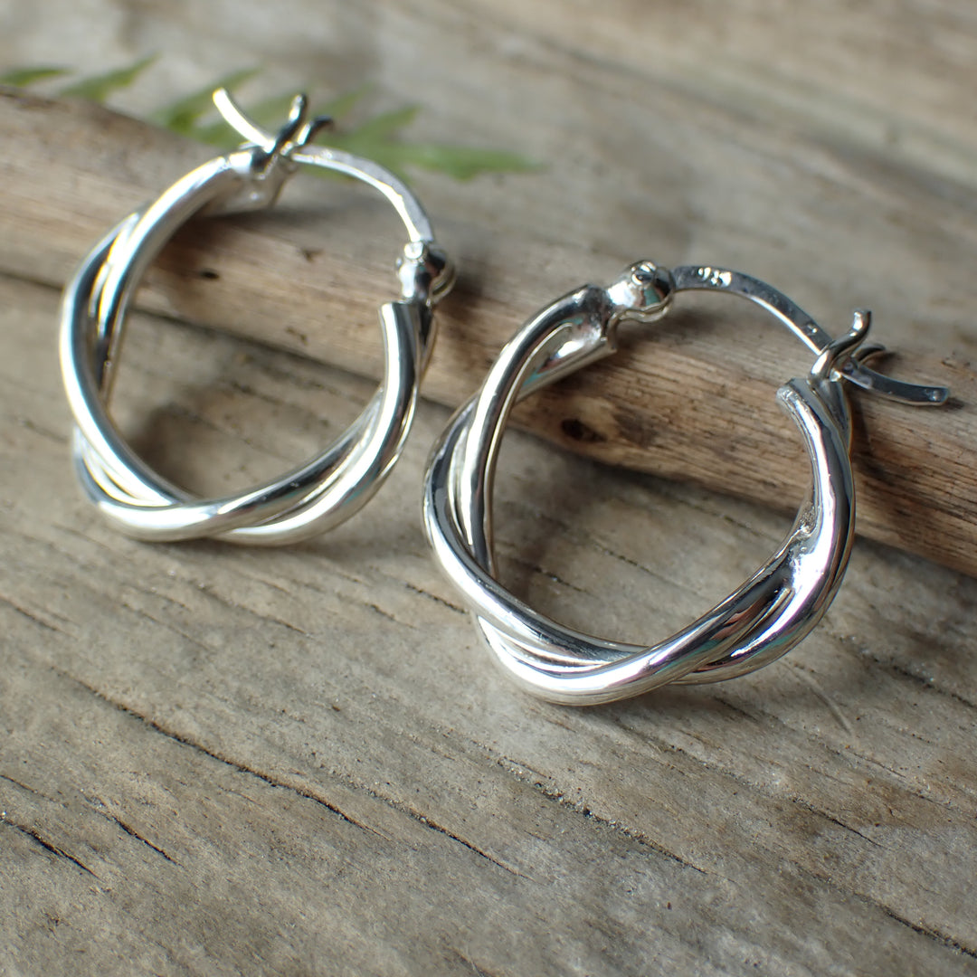 Sterling Silver Twisted Wire Hoops