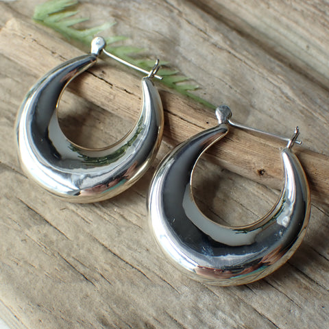 Sterling Silver Large Hollow Hoops