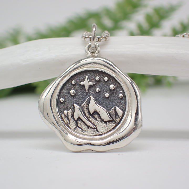 Sterling Silver Mountain Wax Seal Charm