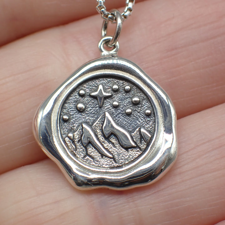Sterling Silver Mountain Wax Seal Charm