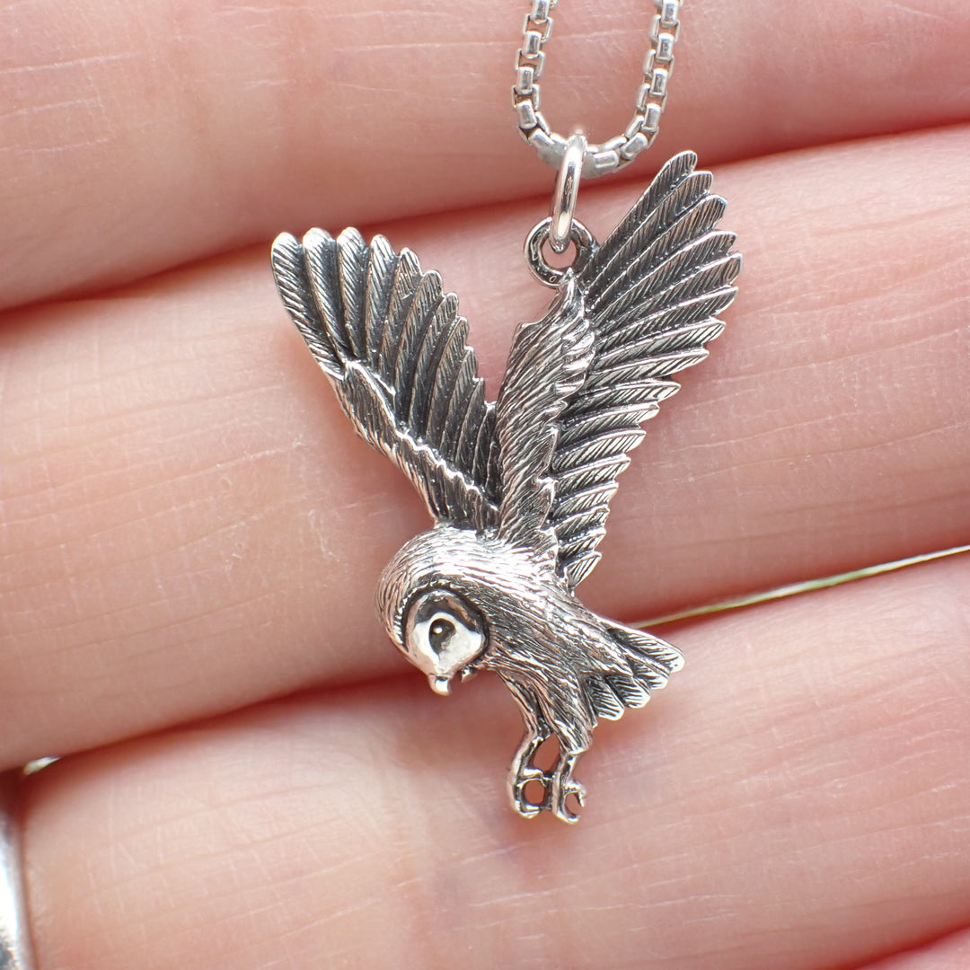 Sterling Silver Soaring Owl Charm