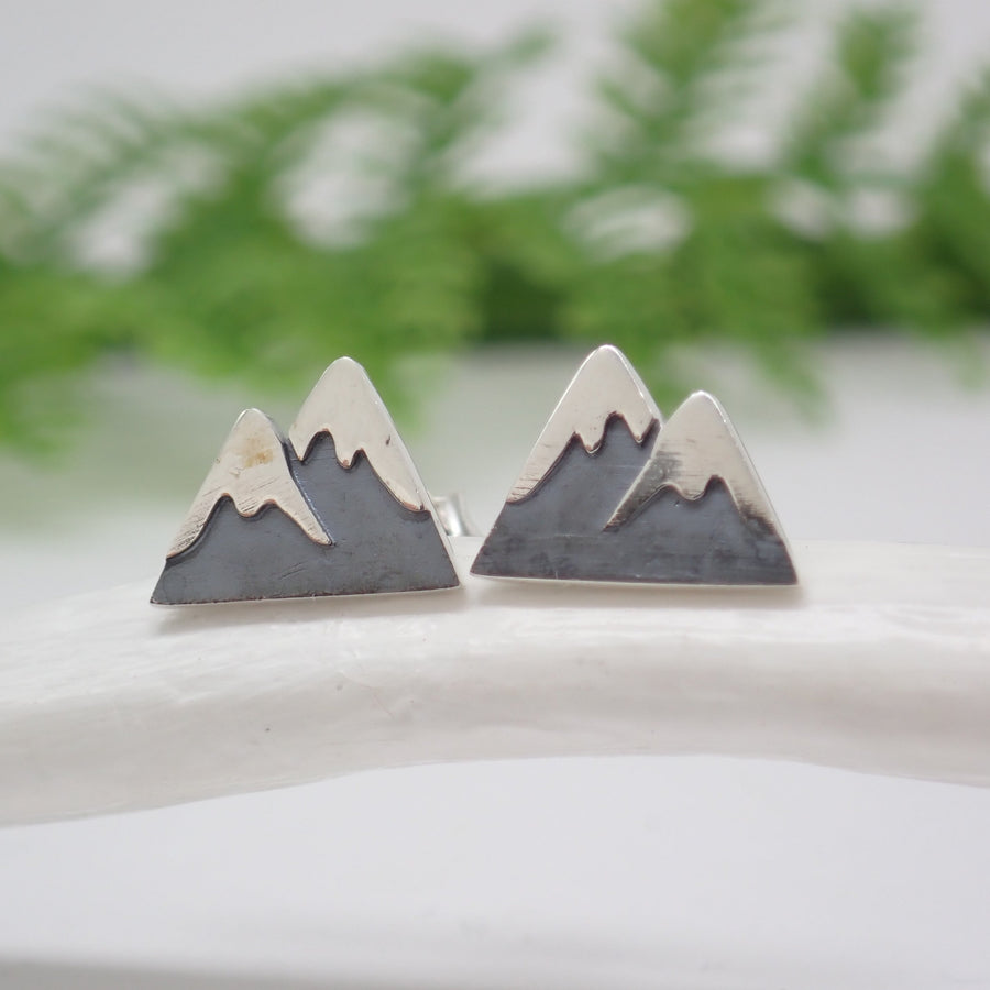 Sterling Silver Snow Cap Mountain Post Earrings