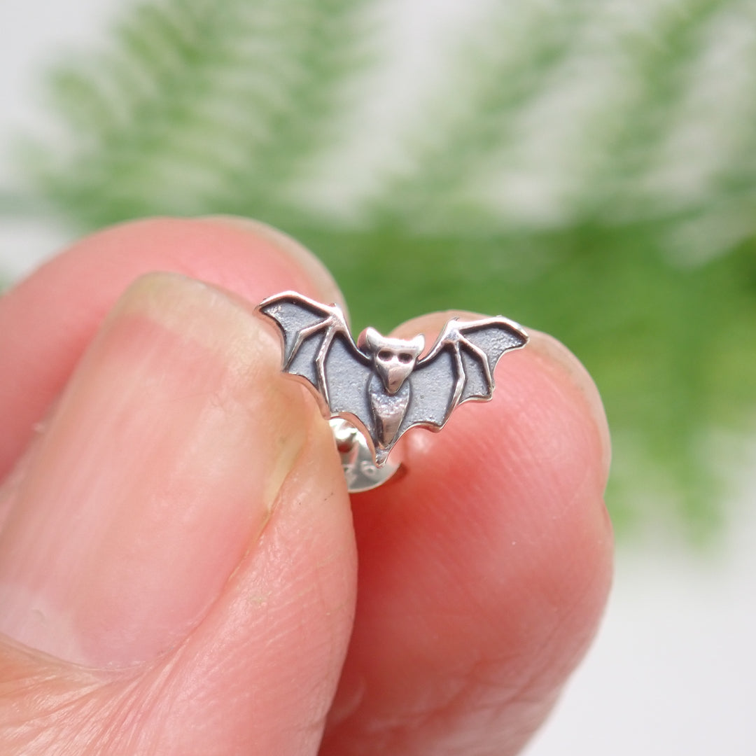 sterling silver bat stud post earrings