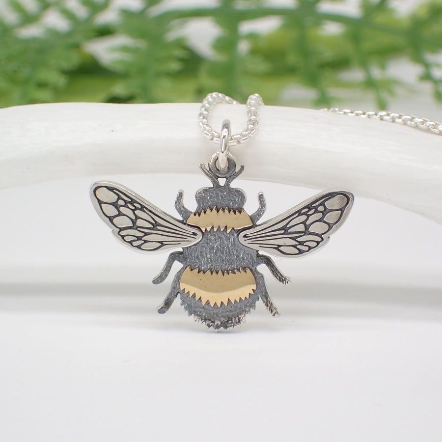 sterling silver mixed metal bumble bee charm