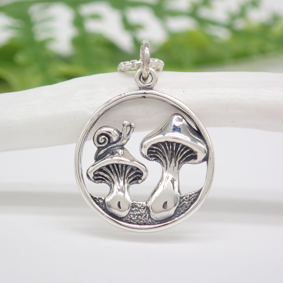 Sterling Mushrooms and Snail Charm