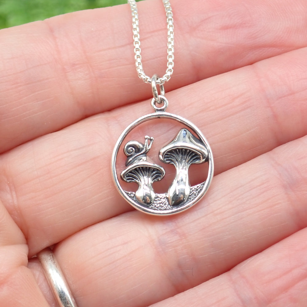 Sterling Mushrooms and Snail Charm