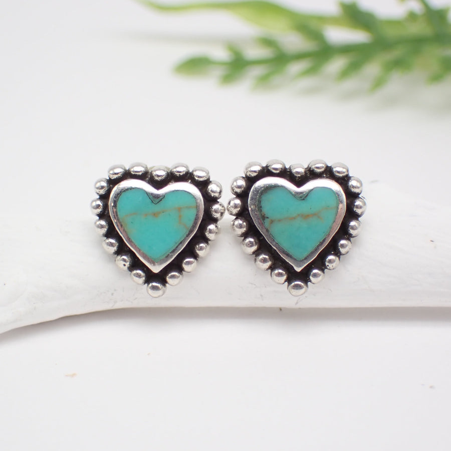 sterling silver turquoise heart stud