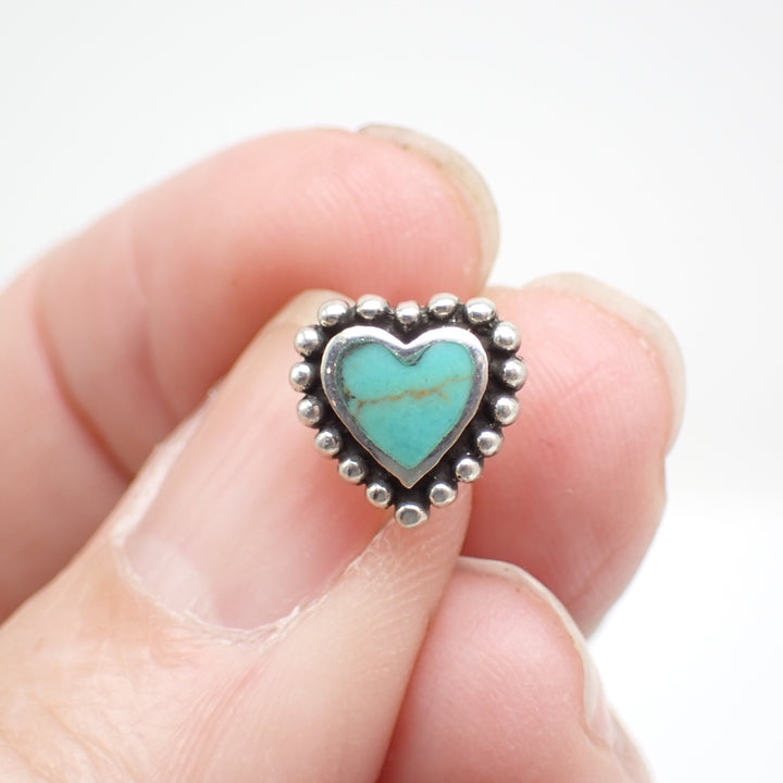 Turquoise Sterling Silver Heart Stud Earrings