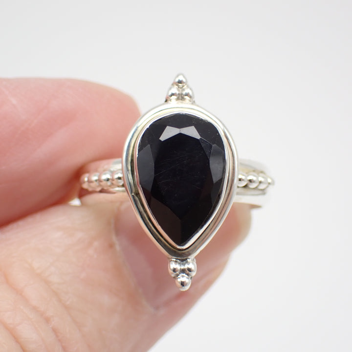 Black Onyx Sterling Silver Ring - Size 8