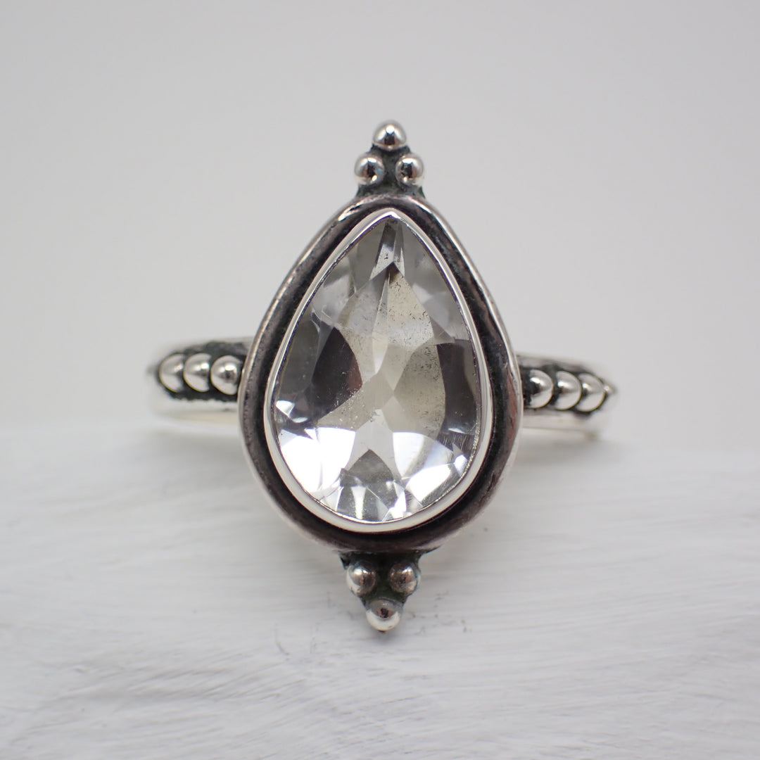 Clear Quartz Sterling Silver Ring - Size 8