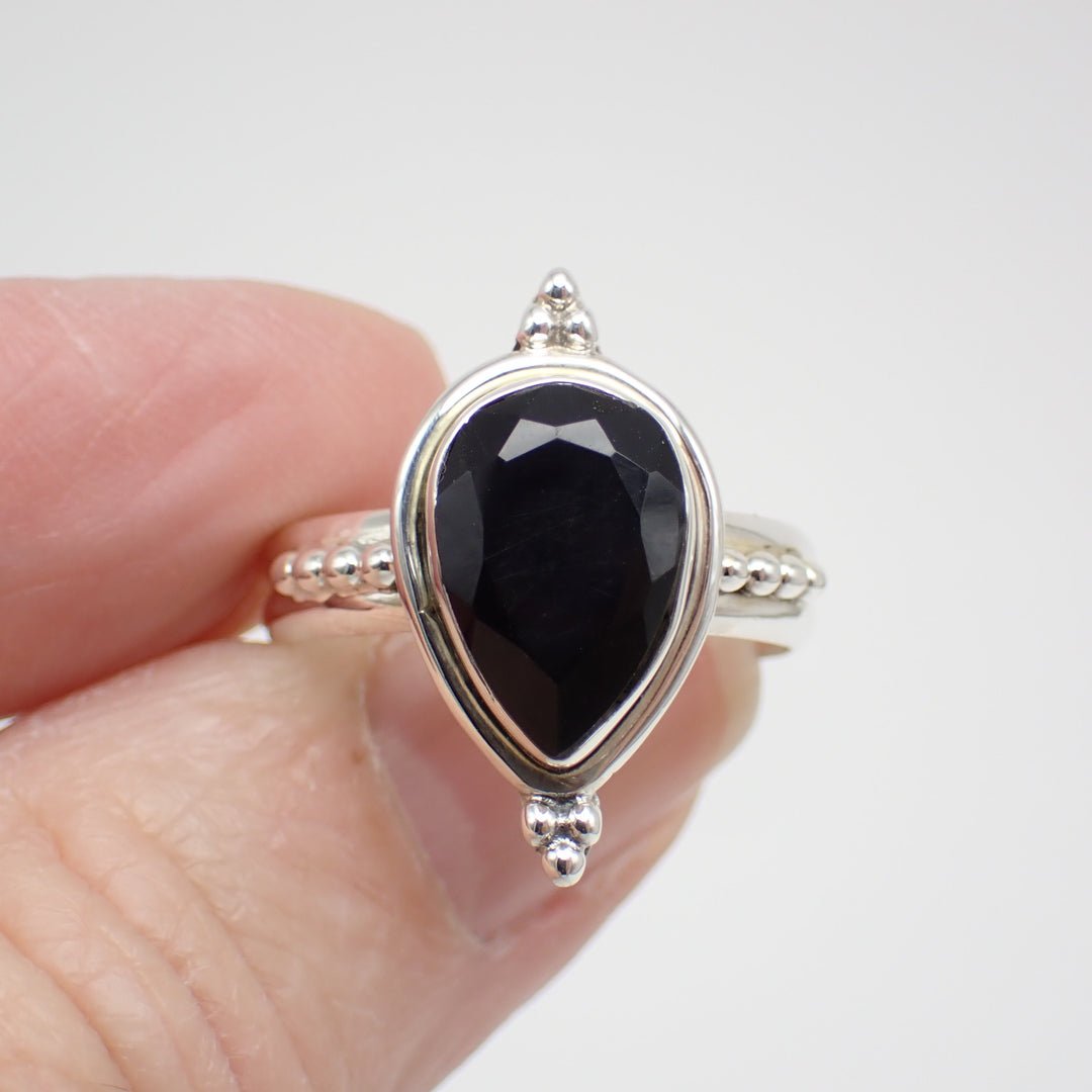 Black Onyx Sterling Silver Ring - Size 8