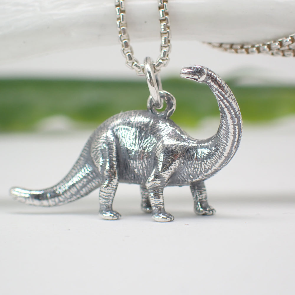  3D sterling silver brontosaurus dinosaur charm
