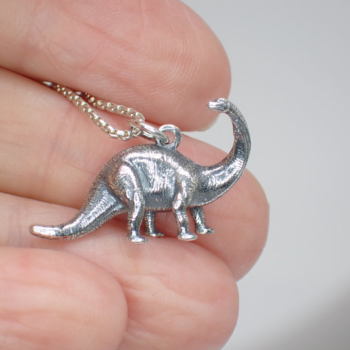  3D sterling silver brontosaurus dinosaur charm