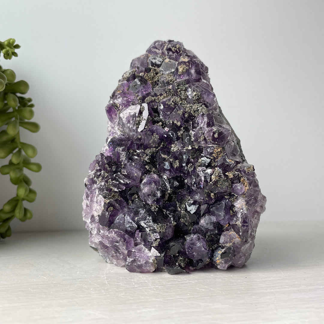 Amethyst Geode Cut Base with Marcasite Growths
