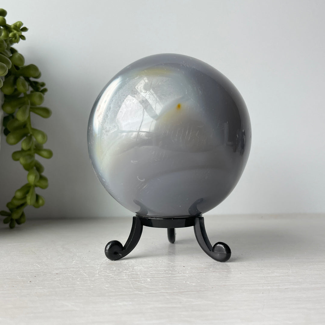 Orca Agate Sphere on Cute Stand