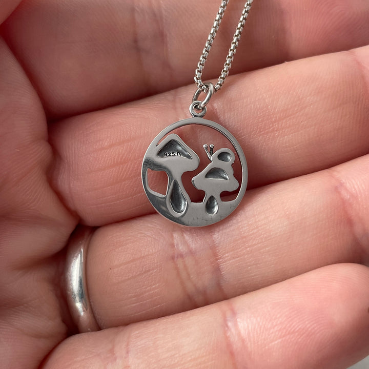 ♻️ Recycled Sterling Mushrooms and Snail Charm Necklace