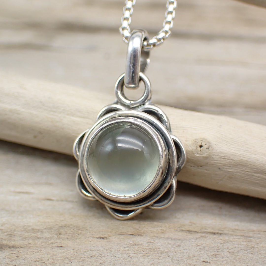 Prehnite Gemstone Sterling Silver Necklace
