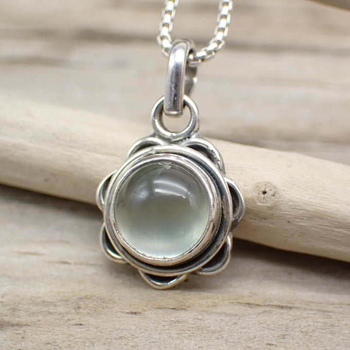 Prehnite Gemstone Sterling Silver Necklace