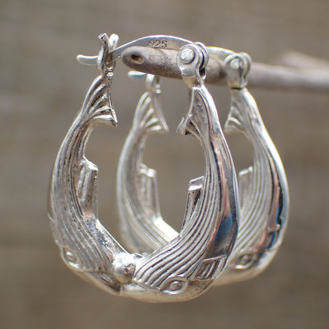 Sterling Silver Whale Hoops