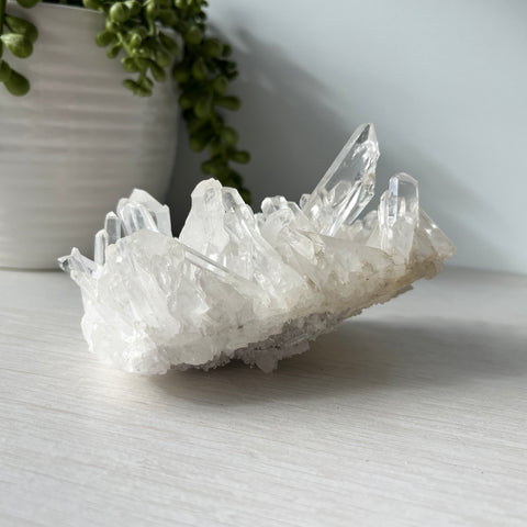 Clear Quartz Crystal Cluster with Graphite – crystal cavern imports