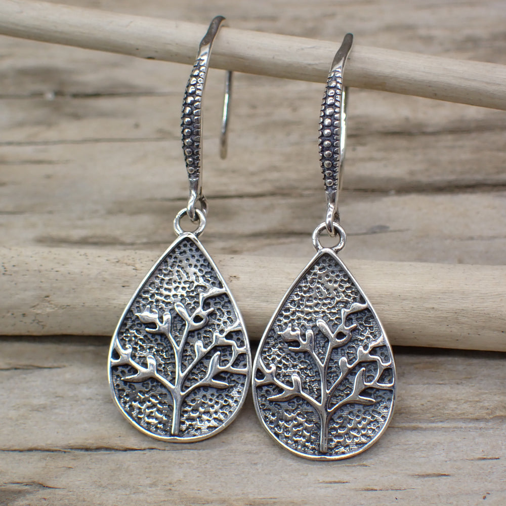 sterling silver teardrop tree earrings