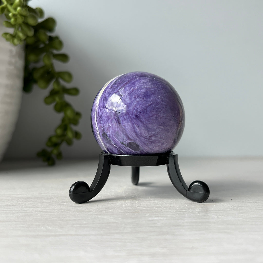Charoite Sphere on Cute Stand