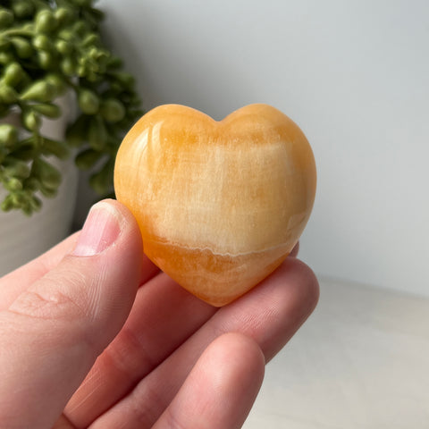 Orange Calcite Puffy Heart