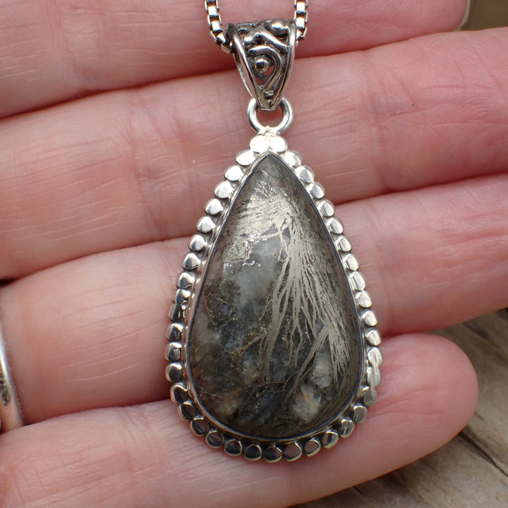 Pyrite in Quartz Sterling Silver Pendant