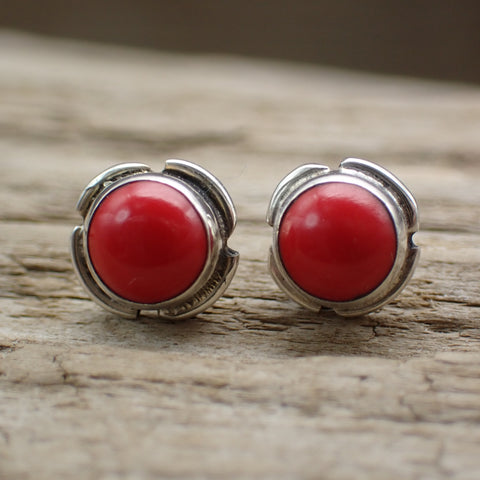 Red Jasper Sterling Silver Stud Earrings