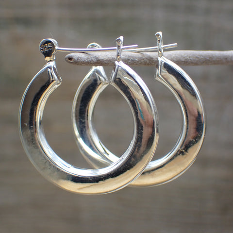 Sterling Silver Large Rectangle Wire Hoops