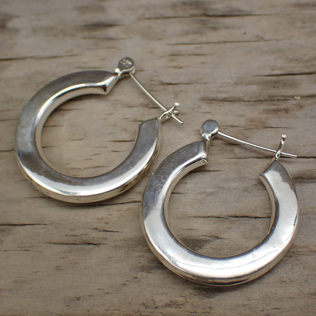 Sterling Silver Large Rectangle Wire Hoops