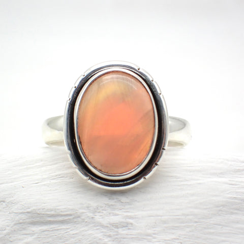 Aurora Opal Sterling Silver Ring - Size 9