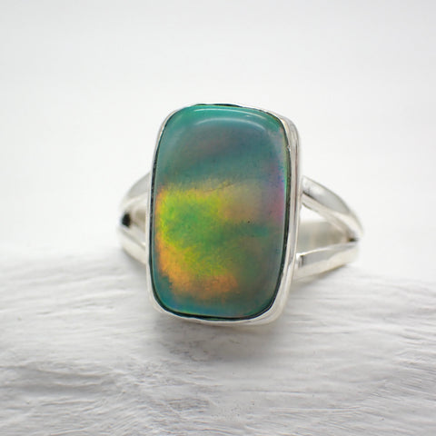 Aurora Opal Sterling Silver Ring - Size 5