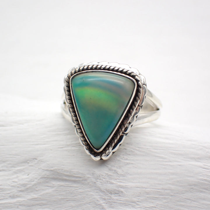 Aurora Opal Sterling Silver Ring - Size 6