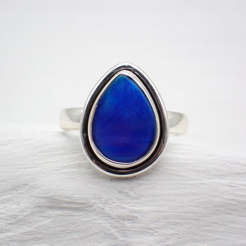 Aurora Opal Sterling Silver Ring - Size 8