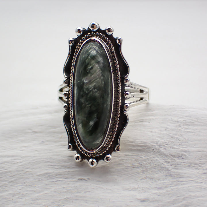 Seraphinite Sterling Silver Ring - Size 7