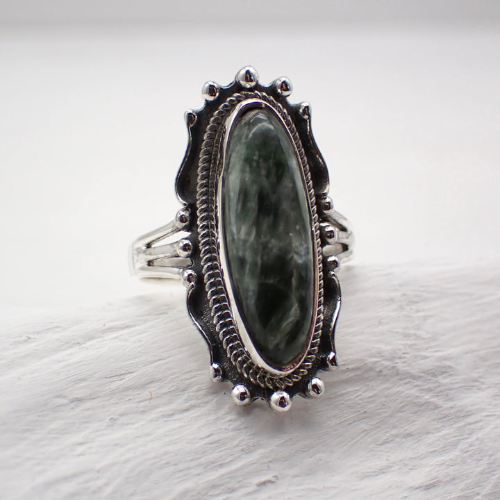 Seraphinite Sterling Silver Ring - Size 8