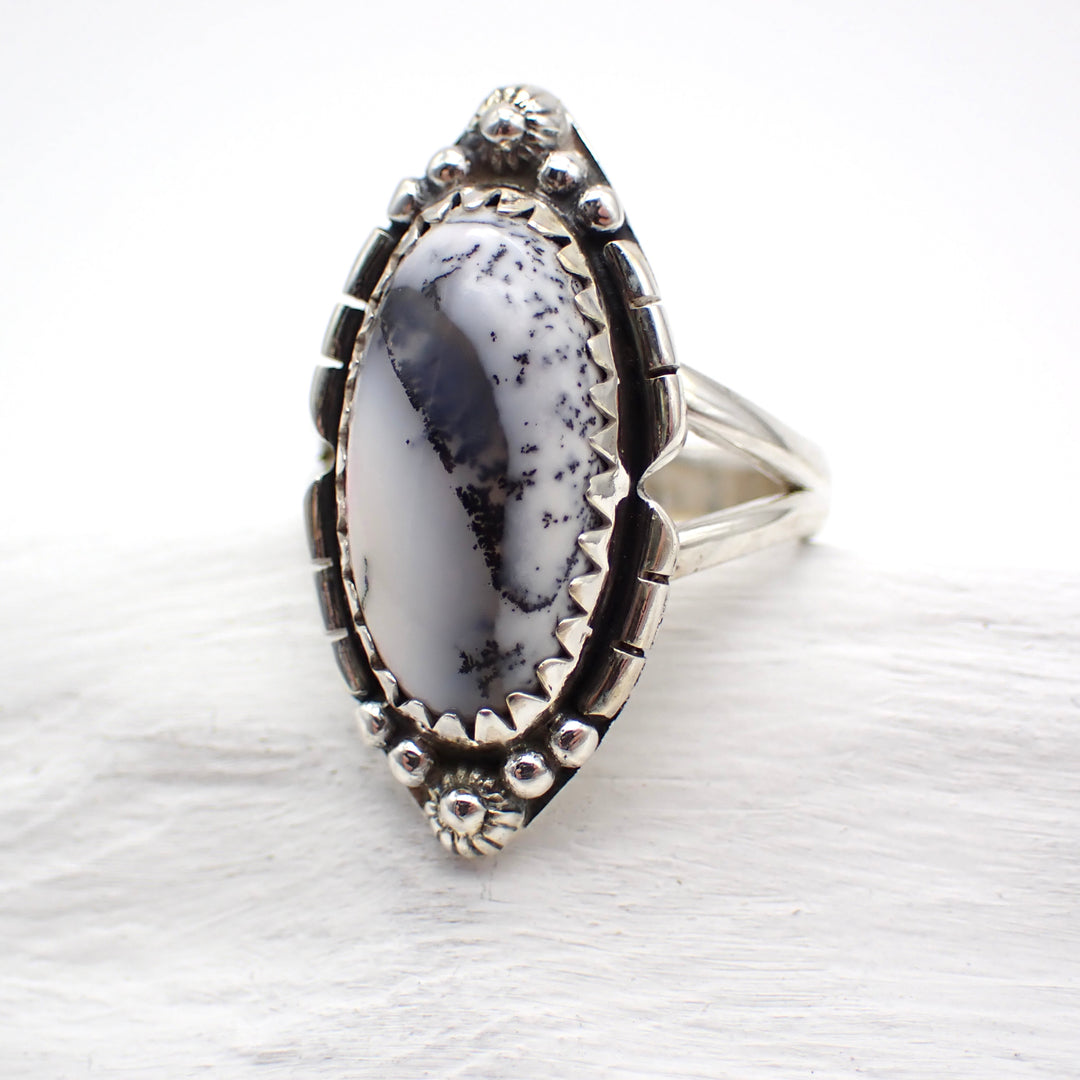 Dendritic Opal Sterling Silver Ring - Size 7